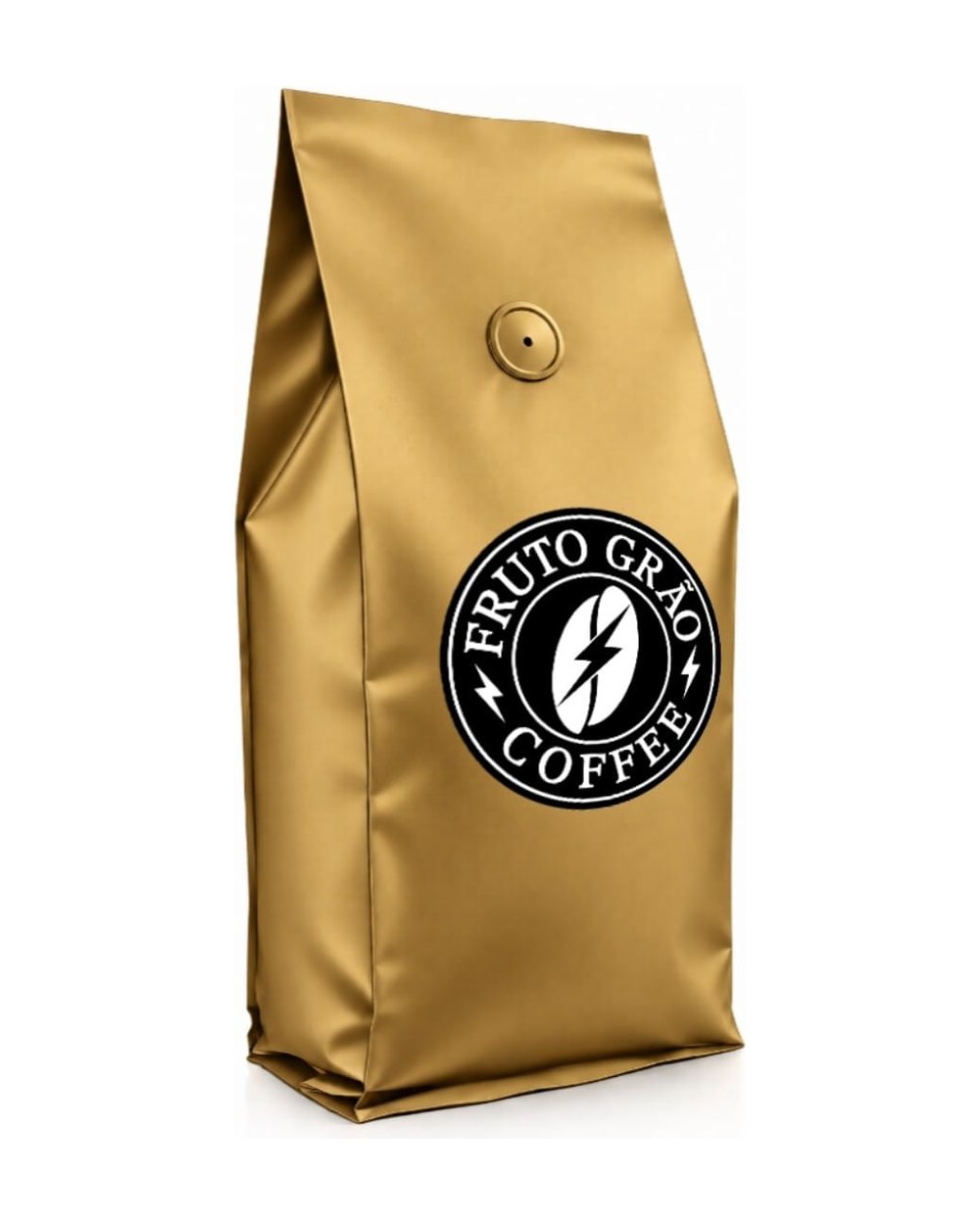 Pacote dourado de 500 g do Café Especial Frutado Intenso, visto de frente